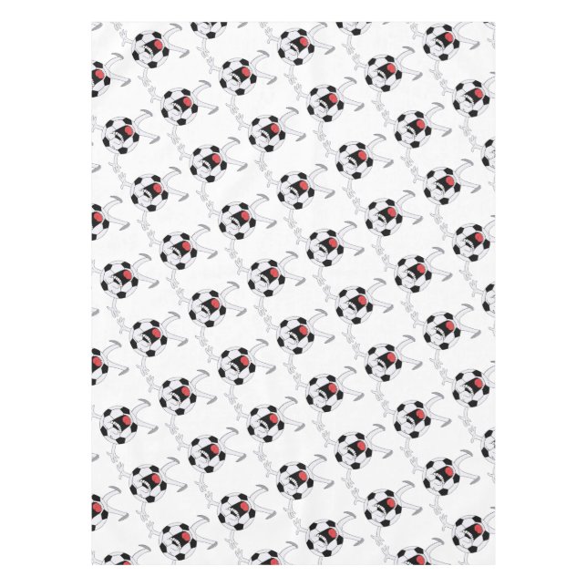 Lachender Fußball-Maskottchen Tischdecke (Vorderseite)