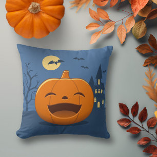 Lachender Halloween-Kürbis Kissen
