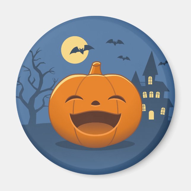 Lachender Halloween-Kürbis Magnet (Vorne)