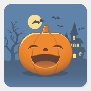 Lachender Halloween-Kürbis Quadratischer Aufkleber