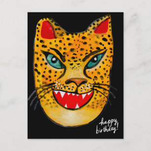 Lachender Jaguar Aquarell Glücklicher Geburtstag P Postkarte