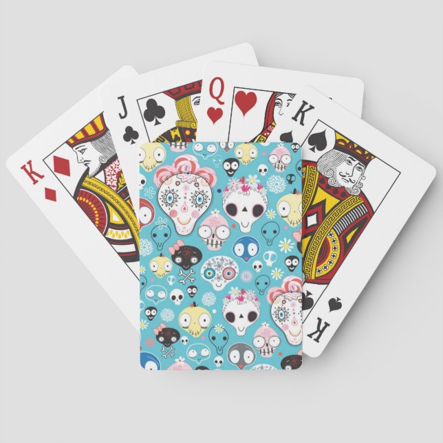 Lachender Schädel der Beschaffenheit Spielkarten (Rückseite)