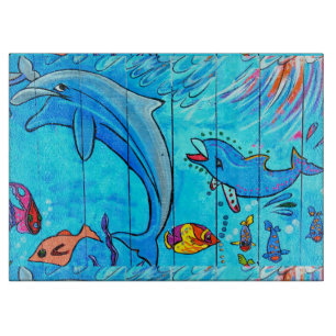 lachendes Delphinglasschneidenbrett Schneidebrett