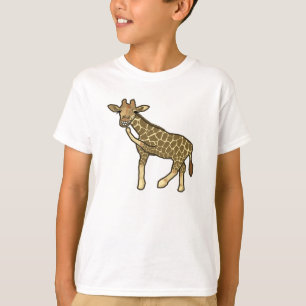 Lachendes Giraffen-niedliches Hand-Gezeichnetes T-Shirt