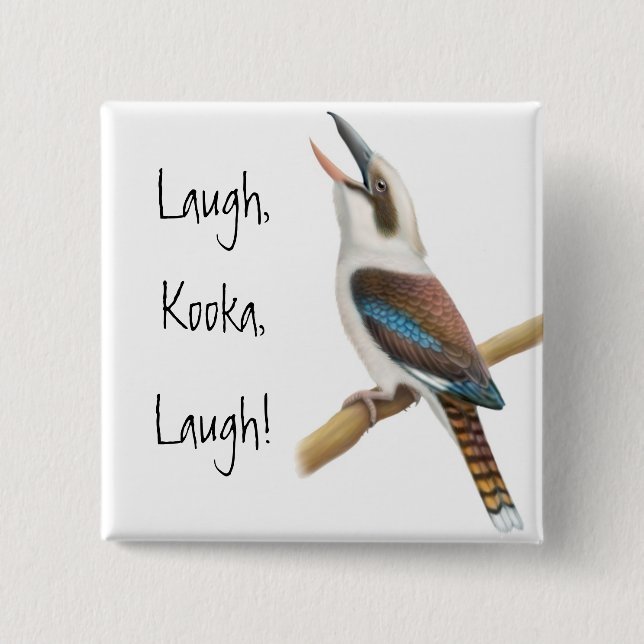 Lachendes Kookaburra Button (Vorderseite)