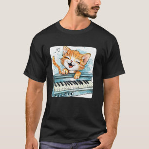 Lachendes und glückliches Klavier-Katzenkostüm für T-Shirt