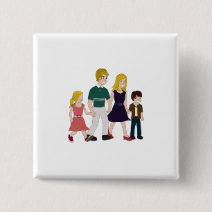 Lächerlich glückliche Familie Button