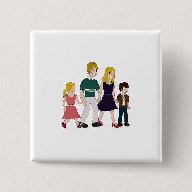 Lächerlich glückliche Familie Button (Vorderseite)