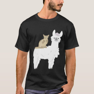 Lächerliche Katze Reitende Lama Alpaka Tierliebhab T-Shirt