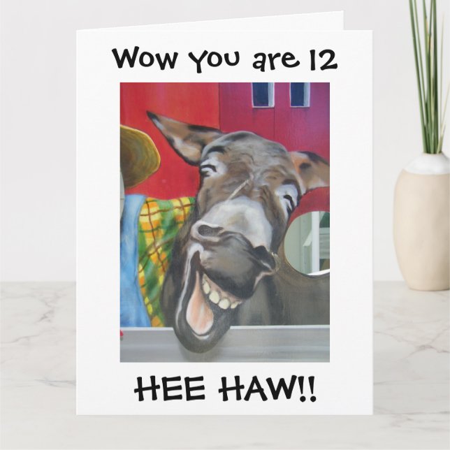 "LACHING DONKEY GREETING" ZUM "12." GEBURTSTAG KARTE (Vorderseite)