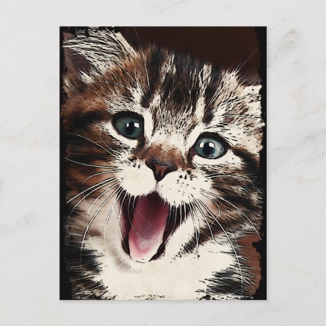 Lachkatze Postkarte (Vorderseite)