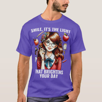 Lächle hell lustiger Mathe-Lehrer Zurück zur Schul T-Shirt