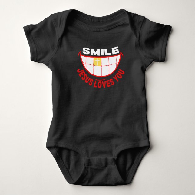 Lächle Jesus Liebe You Baby Strampler (Vorderseite)