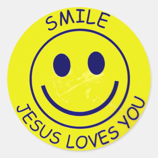 Lächle Jesus Liebe You Runder Aufkleber (Vorderseite)