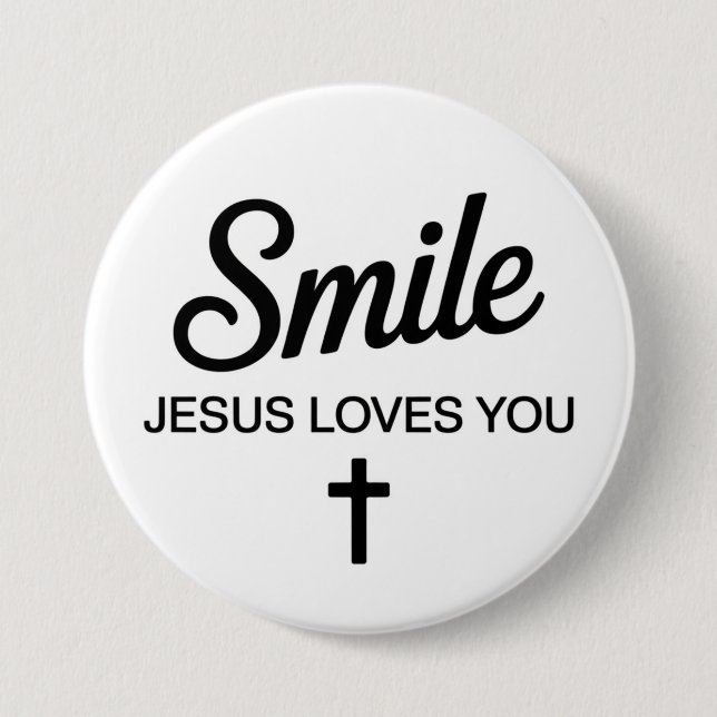 Lächle Jesus liebt dich Button (Vorderseite)