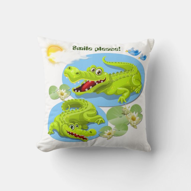 Lächle Krokodile! Kissen (Vorderseite)
