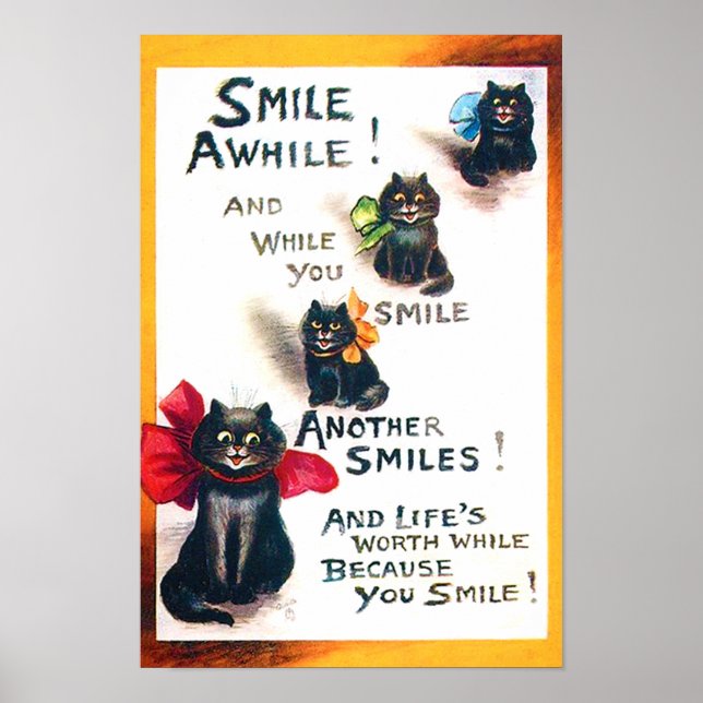 Lächle mal, Black Cat, Louis Wain Poster (Vorne)