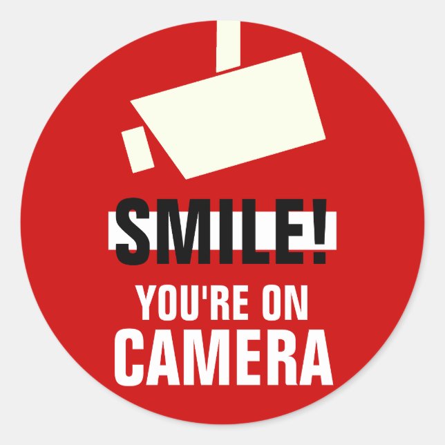 Lächle! Sie sind auf Kamera-Sticker Runder Aufkleber (Vorderseite)