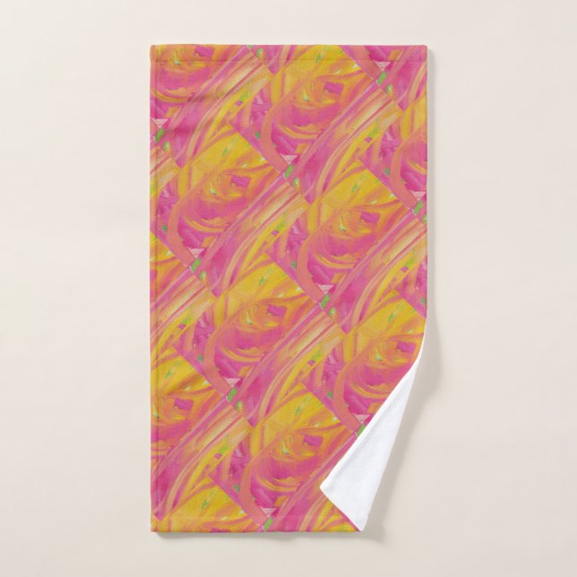 Lachrosa mit sonnenorangefarbenem Design Handtuch (Handtuch)