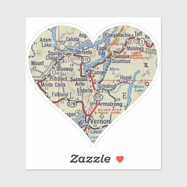 Lachs Arm BC Vintag Map Aufkleber (Blatt)