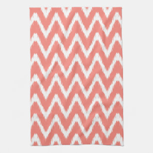 Lachs Asian Moods Ikat Chevrons Küchentuch