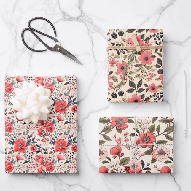 Lachs Berry Geschenkpapier Set (Vorderseite)