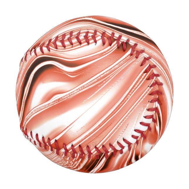 Lachs bis roter, langgestreckter Spuren auf weißem Baseball (Rückseite Links)