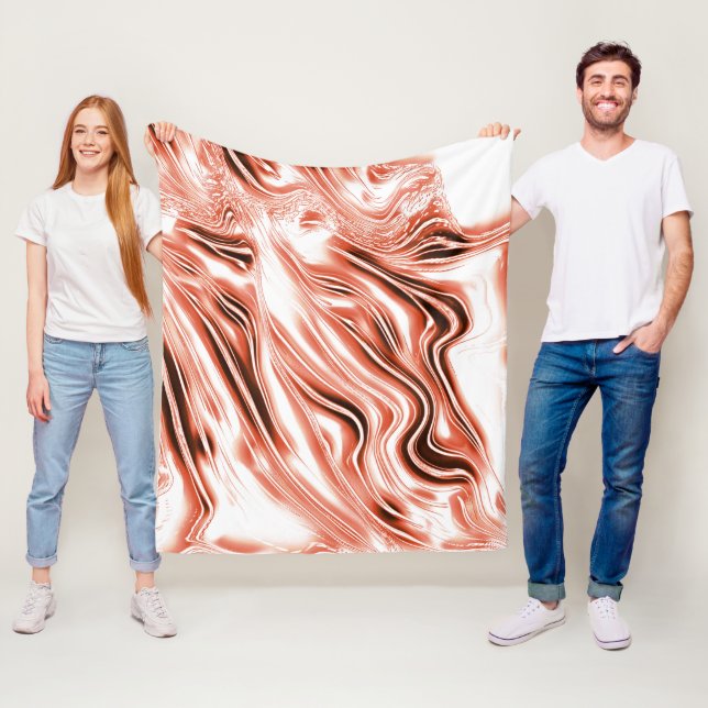 Lachs bis roter, langgestreckter Spuren auf weißem Fleecedecke (Beispiel)