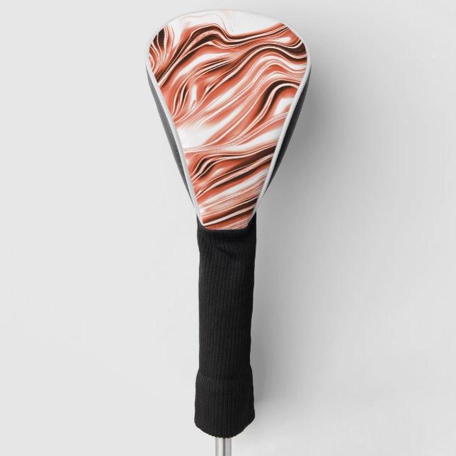 Lachs bis roter, langgestreckter Spuren auf weißem Golf Headcover (Vorderseite)