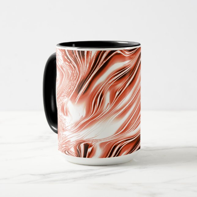 Lachs bis roter, langgestreckter Spuren auf weißem Tasse (Vorderseite Links)