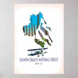 Lachs-Challis-Landkarte für den Wald Poster