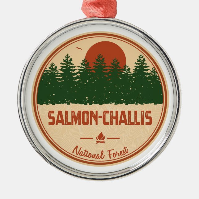 Lachs-Challis-Nationalwald Ornament Aus Metall (Vorne)