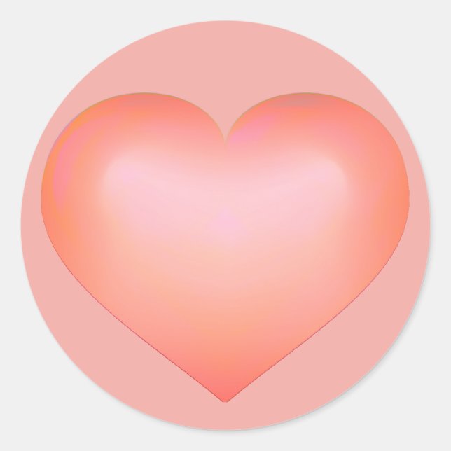 Lachs Fade Heart Runder Aufkleber (Vorderseite)