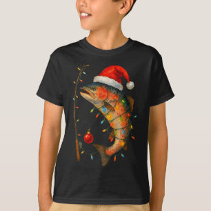 Lachs Fisch Lustiger Fischfang Festliche Weihnacht T-Shirt