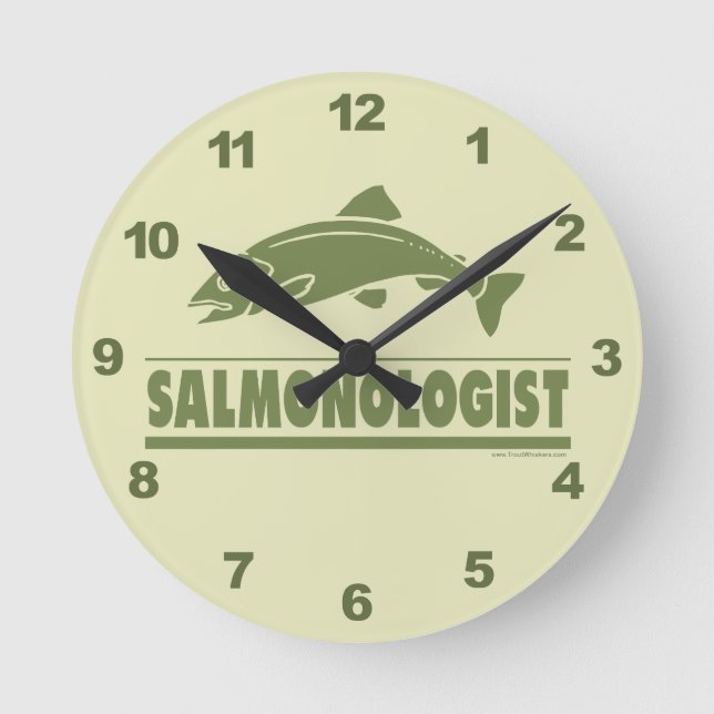 Lachs Fischen Runde Wanduhr (Vorderseite)