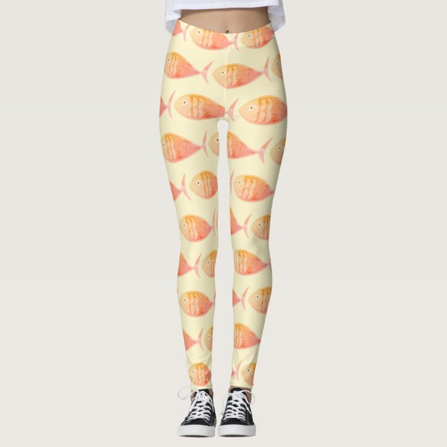 Lachs-Fischgruppe Leggings (Vorderseite)