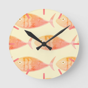 Lachs Fish Group Runde Wanduhr