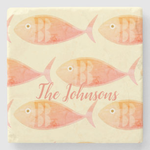 Lachs Fish Group Steinuntersetzer