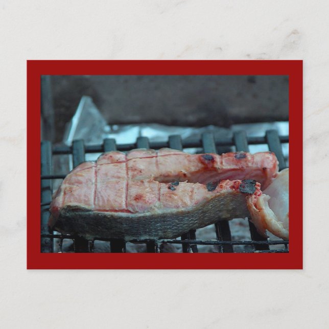 Lachs, gegrillt postkarte (Vorderseite)