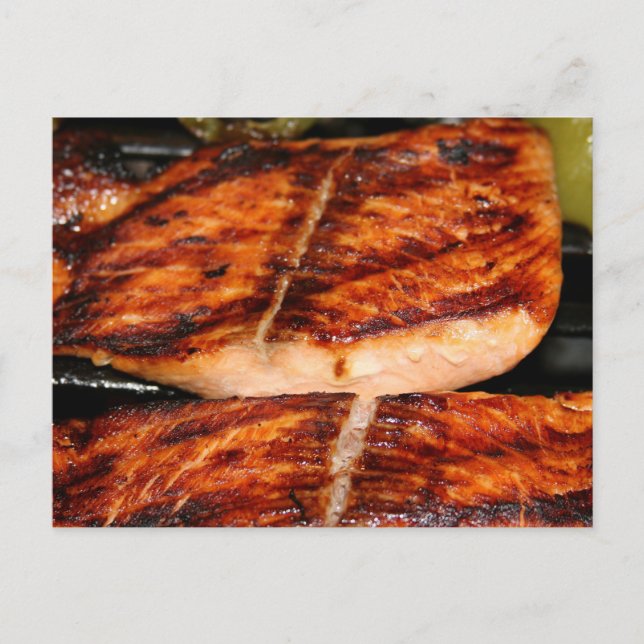 Lachs, gegrillt postkarte (Vorderseite)