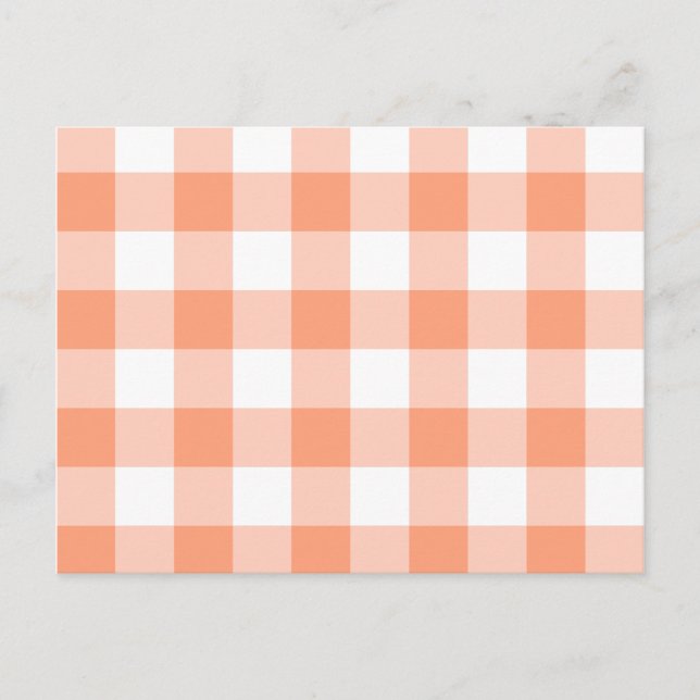 Lachs-Gingham-Muster Postkarte (Vorderseite)