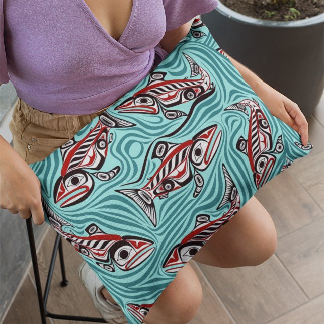 Lachs Haida Art Spirit Pacific Native Lendenkissen (Von Creator hochgeladen)