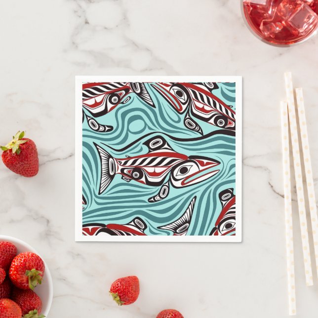 Lachs Haida Art Spirit Pacific Native Serviette (Beispiel)