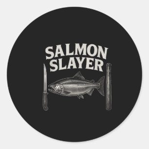 Lachs-Killer-T-Shirt Steelhead- und Lachs-Angeln Runder Aufkleber