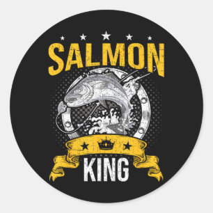 Lachs King Fly Lmon Fischen Runder Aufkleber