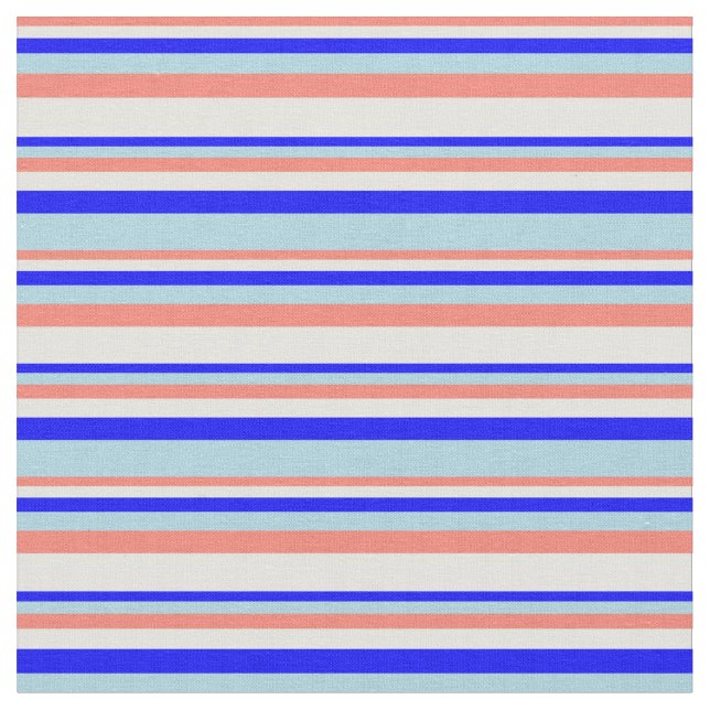 Lachs, Light Cyan, Blue & Light Blue Lines Stoff (Nahaufnahme)