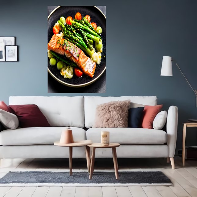 Lachs mit Spargel und Tomaten | AI Art Poster (Von Creator hochgeladen)