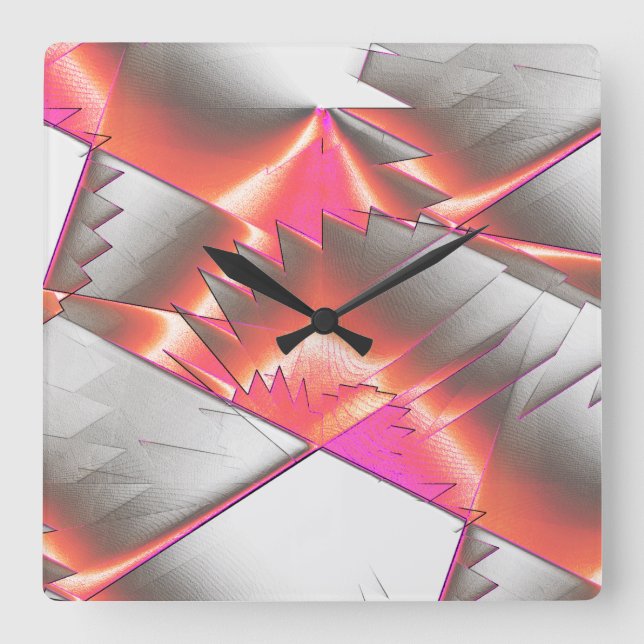 Lachs oder Pfirsich, extrem grob digitalisiert Quadratische Wanduhr (Vorderseite)