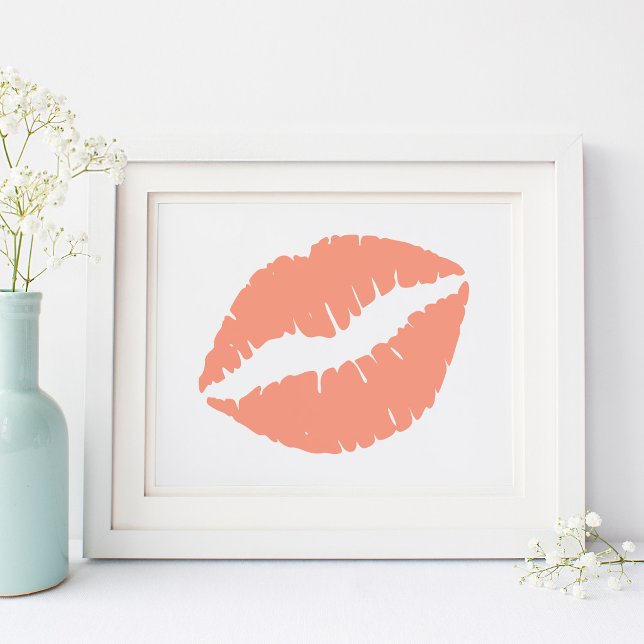 Lachs Orange Lipstick Poster (Coral Orange Lipstick Kiss Poster)