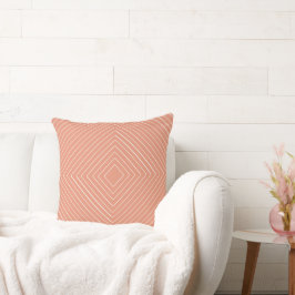 Lachs-Orange Nested Thin White Squares Tribal Kissen